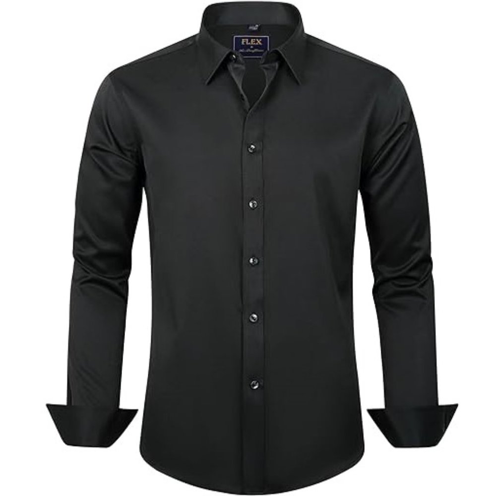 J.Ver Dress Shirts Solid Long Sleeve Stretch Wrinkle-Free Formal Shirt Bus. f14